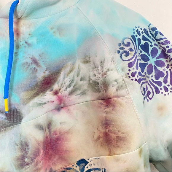 Nike Tie Dye Hoodie Sweatshirt Mens Size Large Unisex Pullover Hand Painted Blue - Picture 5 of 16